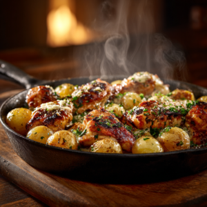 Read more about the article Garlic Parmesan Chicken and Potatoes Skillet (One-Pan)