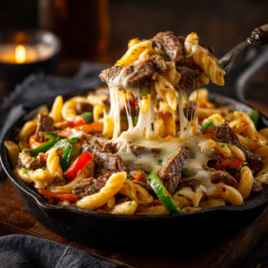 Read more about the article Philly Cheesesteak Pasta (Easy Cheesy Dinner)