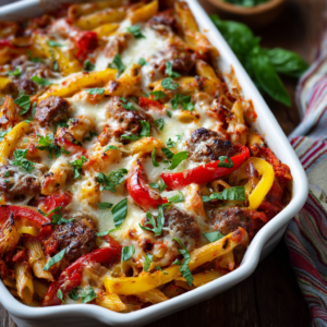 Read more about the article Italian Sausage Pepper Casserole – Cheesy One-Dish Comfort Food